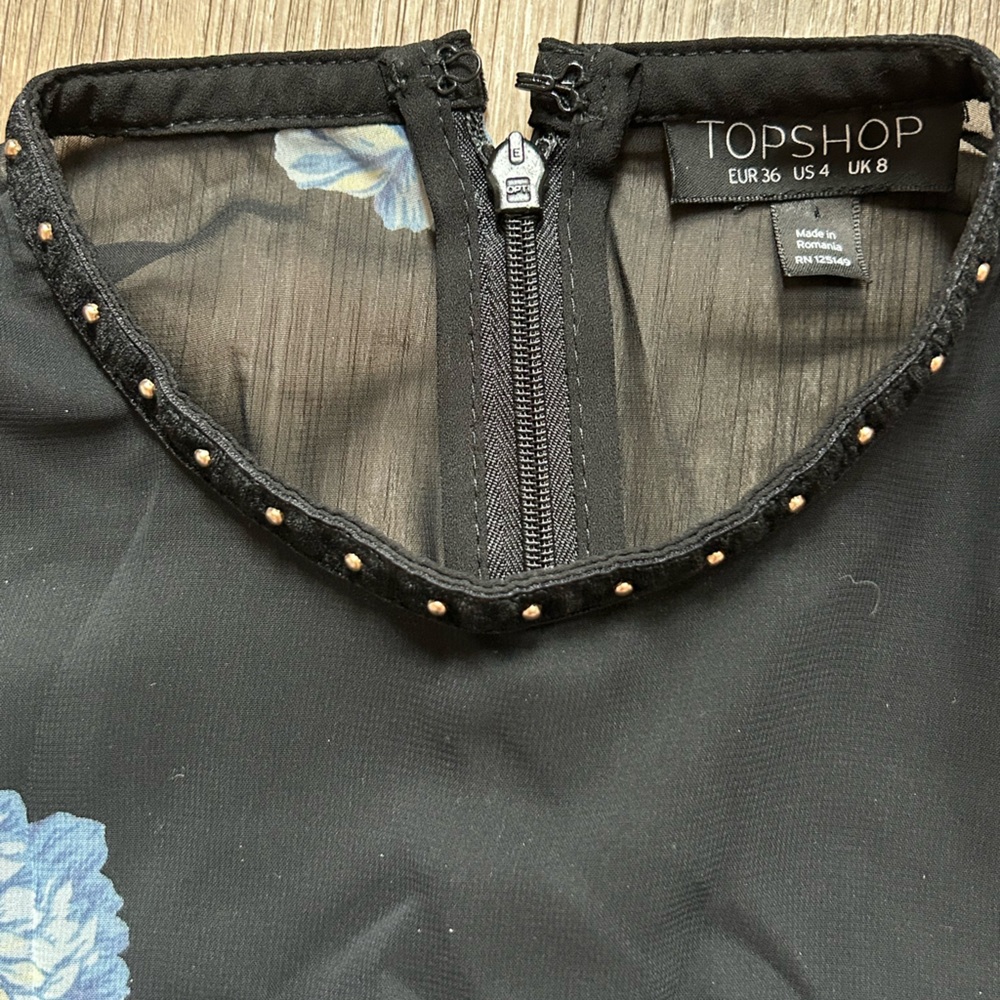 Topshop Black Dress with Blue Floral Accents - Picture 2 of 3